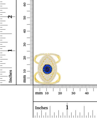 Cubic Zirconia Lab-Grown Blue Spinel (1/3 ct. t.w.) Evil Eye Ring in 14k Gold-Plated Sterling Silver