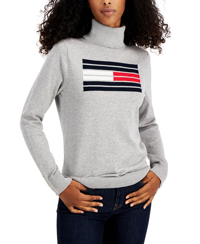 Tommy Logo Cotton Turtleneck Sweater -