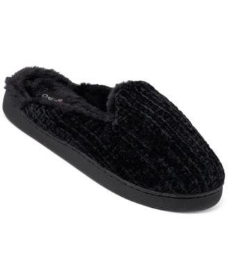 Cuddl Duds - Faux-Fur-Lined Chenille Scuff Slippers