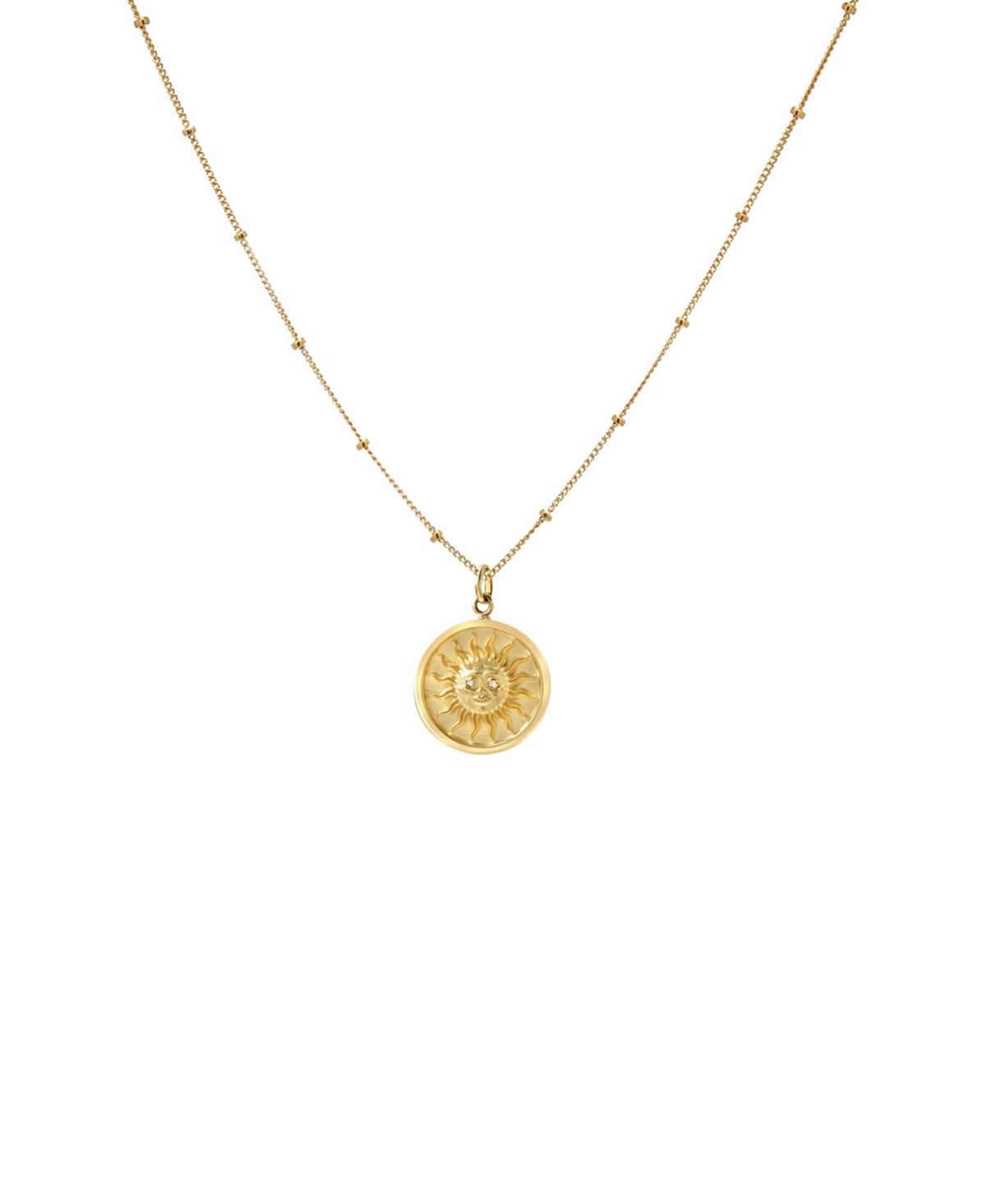 Sun Medallion with Segment 14K Yellow Gold Chain Necklace - Gold