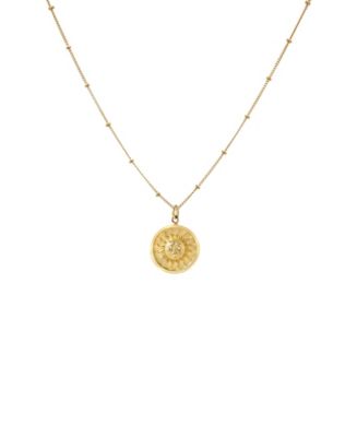 Zoe Lev Sun Medallion with Segment 14K Yellow Gold Chain Necklace - Macy's