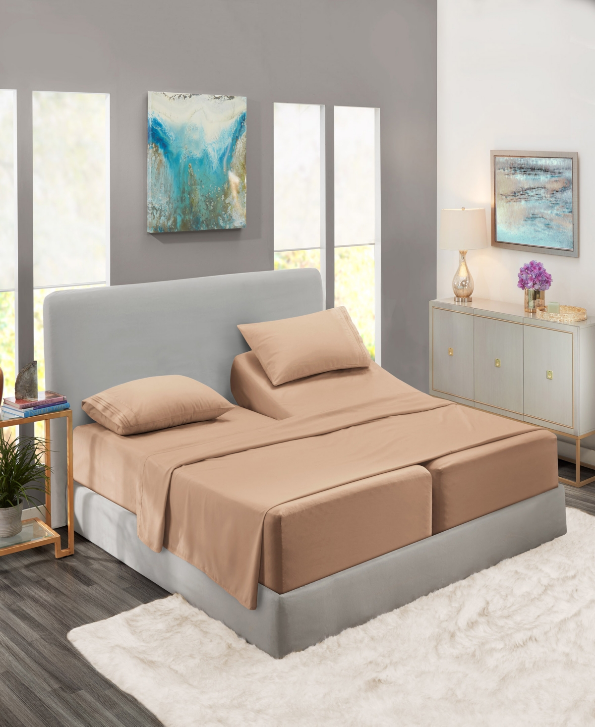 Premier Collection Deep Pocket 5 Piece Bed Sheet Set, King Split Bedding