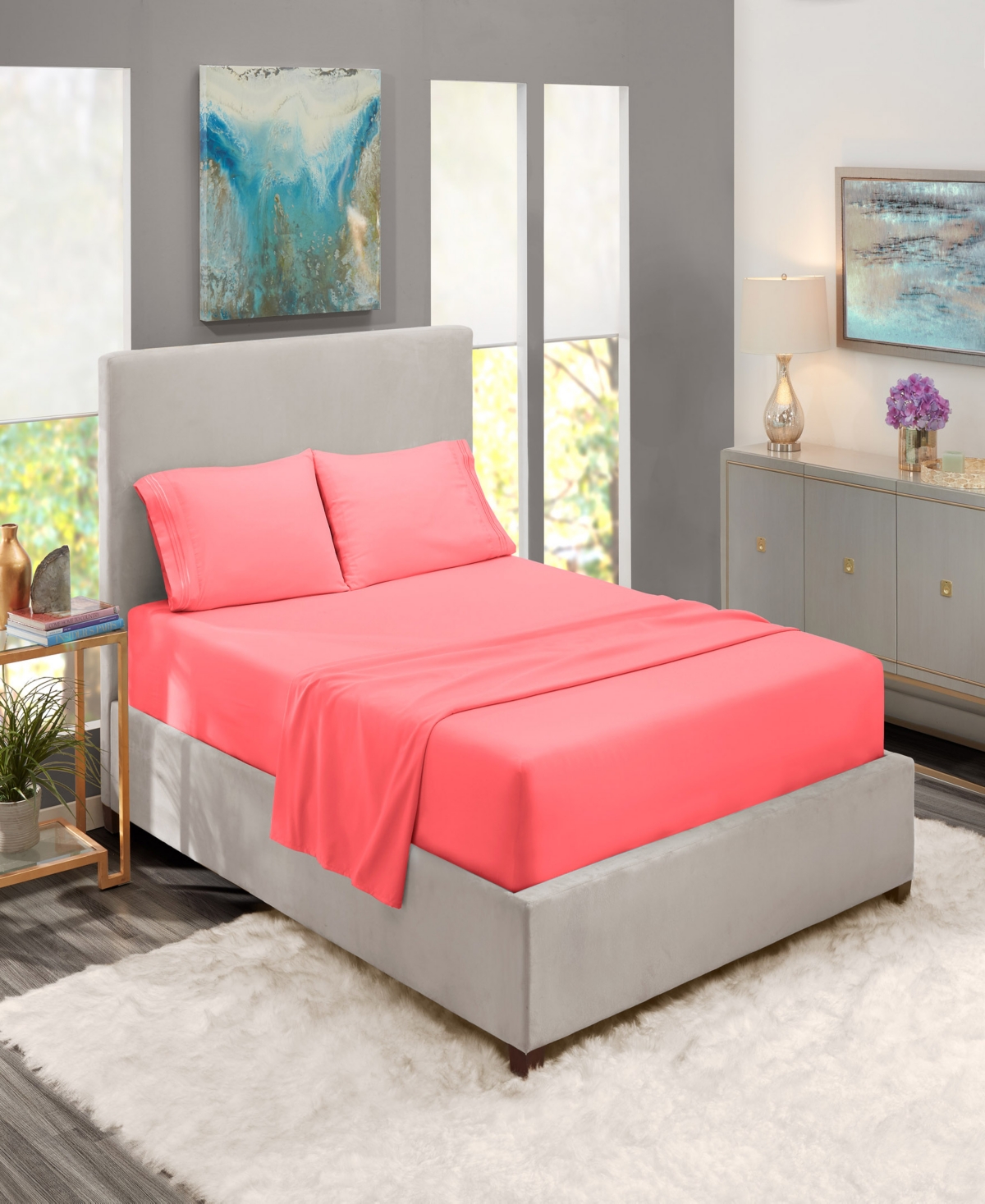 Premier Collection Deep Pocket 4 Piece Bed Sheet Set, Full Xl Bedding