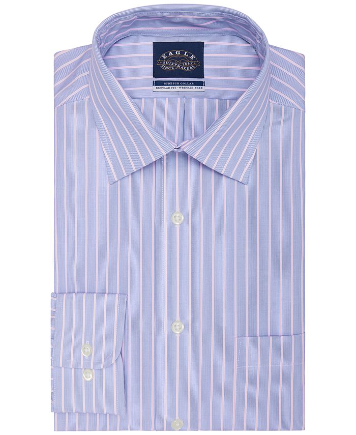 Eagle Men's Classic/RegularFit NonIron Stretch Collar Stripe Dress