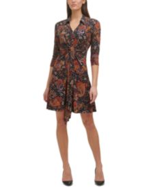 Printed Tie-Waist Shirt Dress