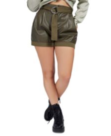 Lala Faux Leather Belted Shorts