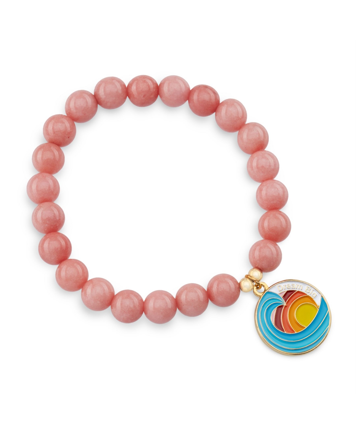 Gorgeous Gemstone Dream Big Bracelet with Wave Pendant - Coral Quartz