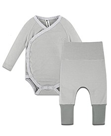 Baby Girls Premium Blend Viscose from Bamboo Organic Cotton Long Sleeve Bodysuit with Pants, 2 Piece