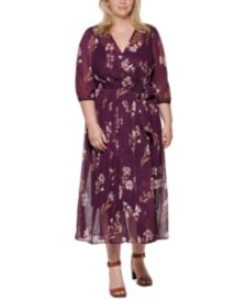 Plus Size Floral-Print Chiffon Maxi Dress  