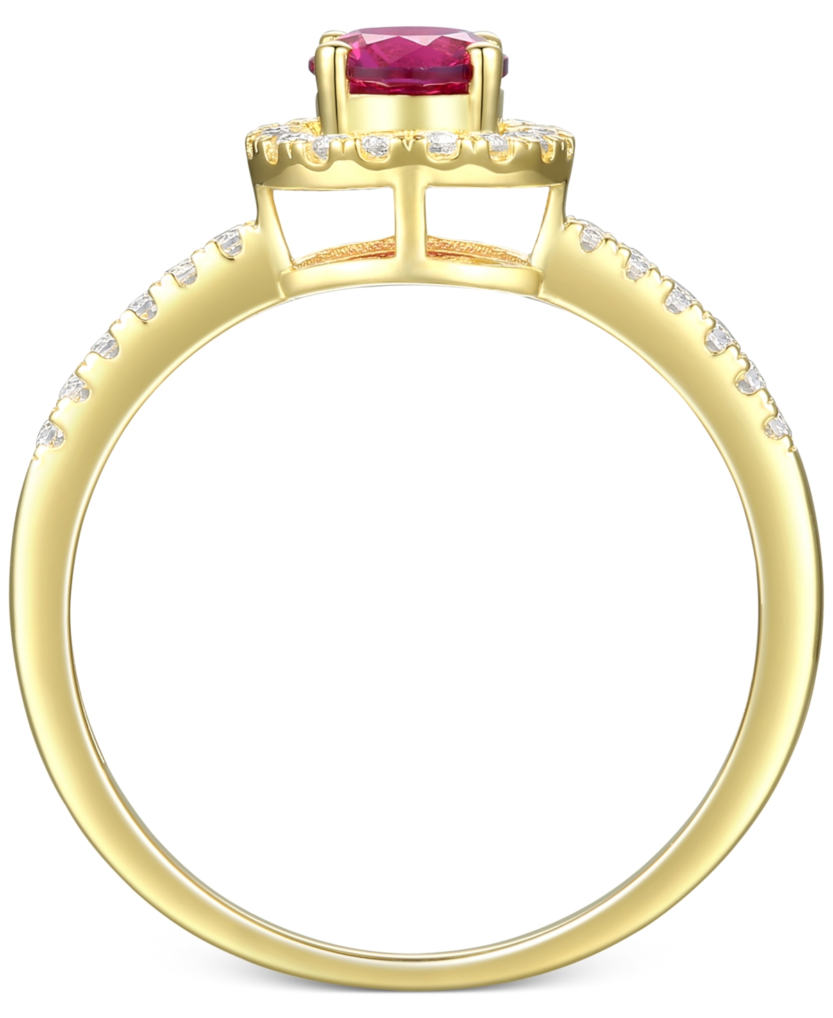 Sapphire (5/8 ct. t.w.) & Diamond (1/5 ct. t.w.) Halo Ring in 14k White Gold (Also in Emerald & - Ruby