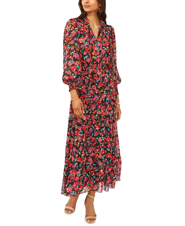 MSK Printed Smocked Dress - Macy's
