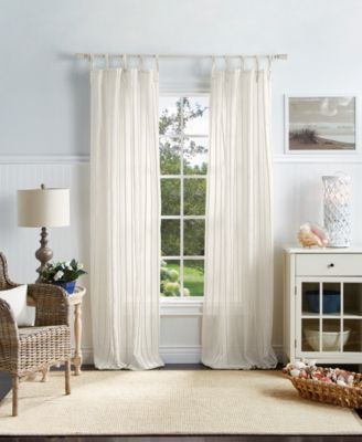 Martha Stewart Collection - Martha Stewart Laguna Stripe 37" x 84" Tie Tab Curtain Set