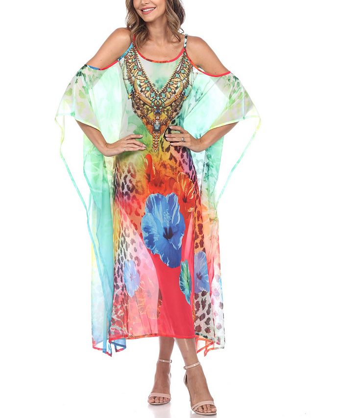 White Mark Women's Sheer Maxi Caftan Dress - Macy's