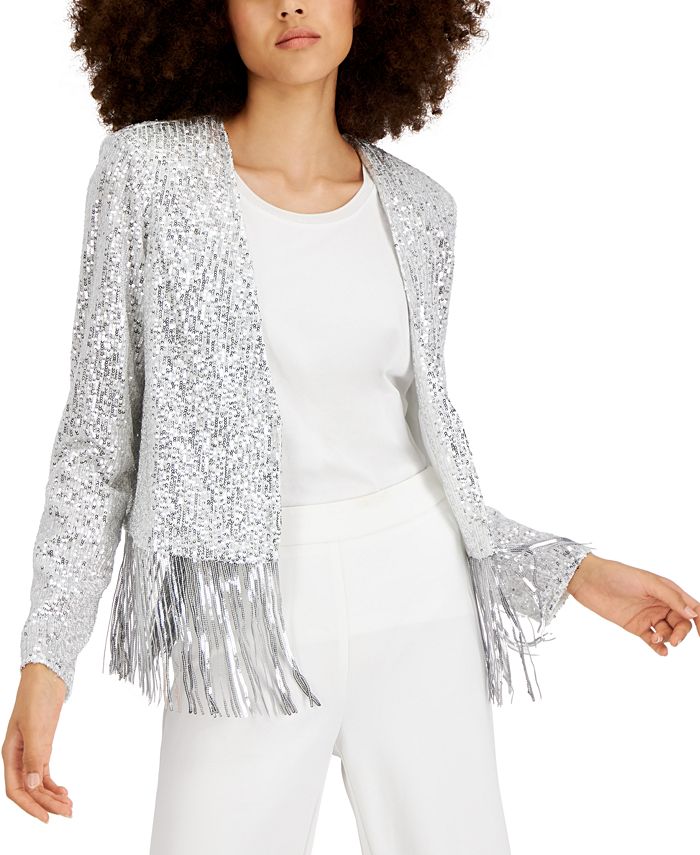 INC International Concepts Sequin Fringe Jacket, Created for Macy's