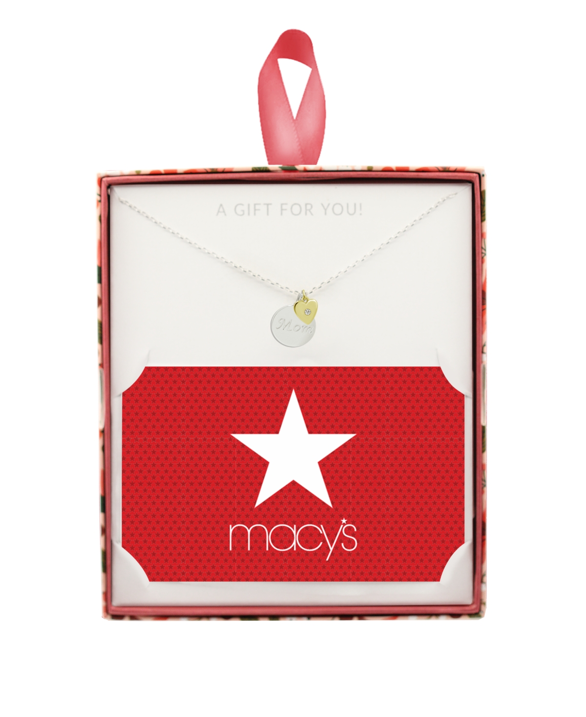 Layered Mom Silver Plate Necklace in Gift Card Box - Two Tone