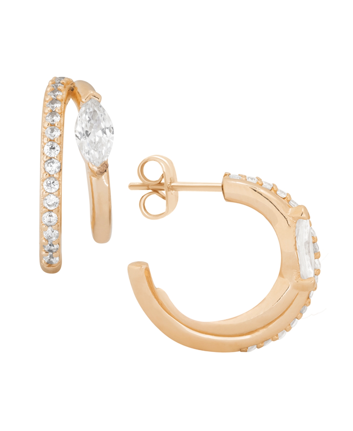 Shop And Now This Cubic Zirconia Double C Hoop Earring In Rose Gold-tone