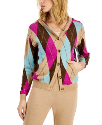 Charter Club Hooded Argyle Cardigan 