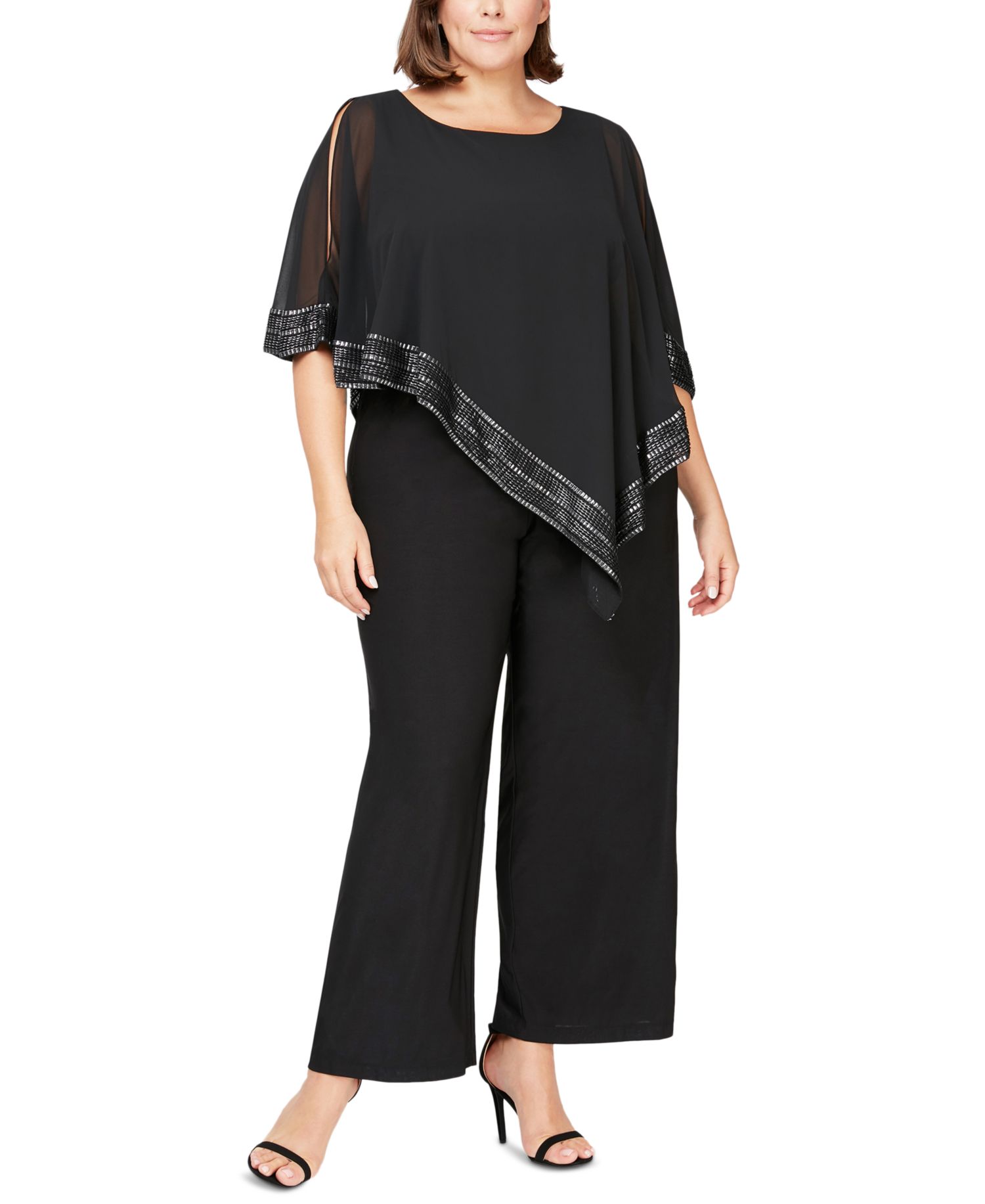 Plus Size Asymmetrical-Overlay Jumpsuit