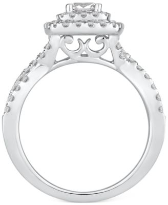 Princess-Cut Diamond Twist Halo Engagement Ring (1 ct. t.w.) in 14k Gold