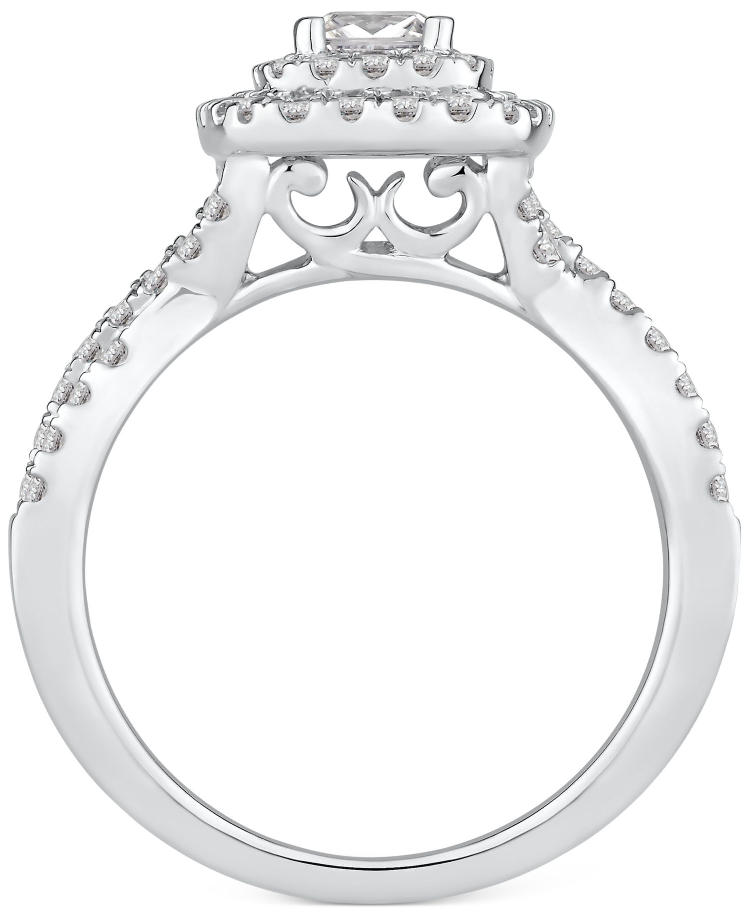 Princess-Cut Diamond Twist Halo Engagement Ring (1 ct. t.w.) in 14k Gold