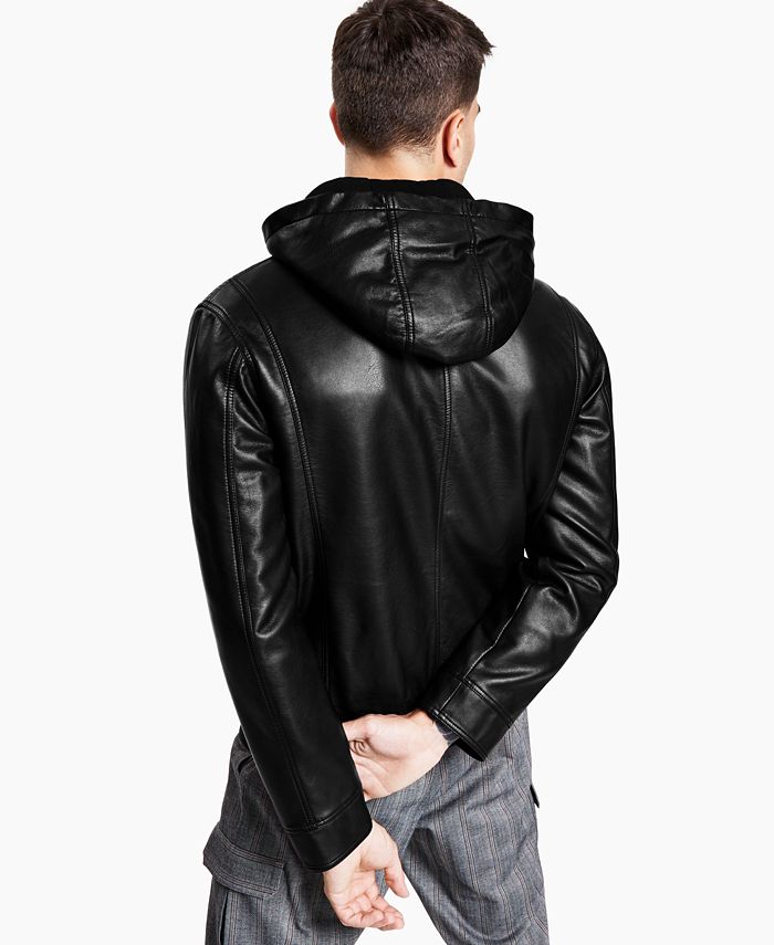 INC International Concepts Men's Regular-Fit Faux-Leather Bomber Jacket ...