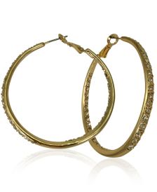 Gold-tone and crystal inside out hoop