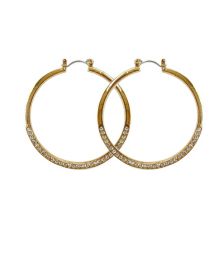 Gold-tone and crystal flat edge hoop