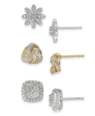 diamond earring studs set