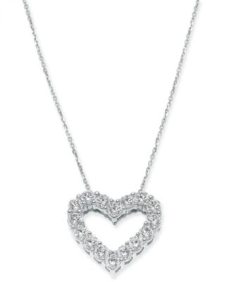 Diamond 18" Heart Pendant Necklace (2 ct. t.w.) in 14k White Gold