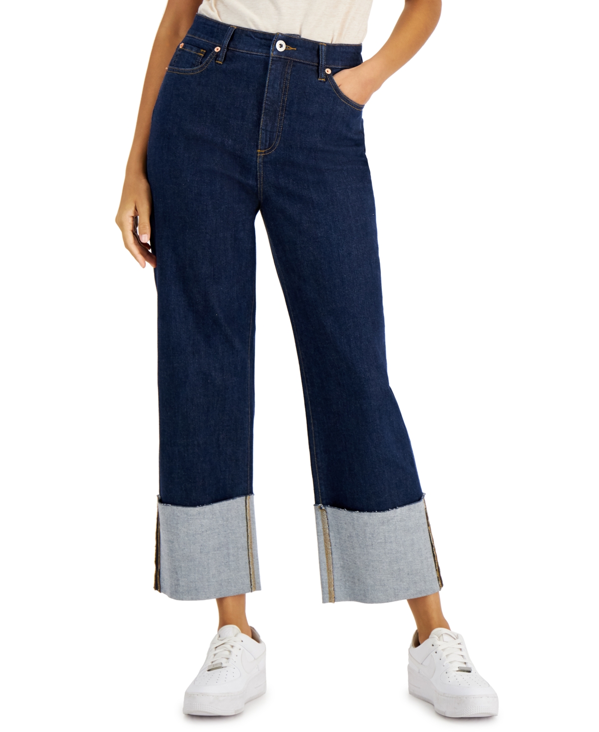  Inc International Concepts Women's Wide-Cuff Straight-Leg Jeans, Created for Macy's