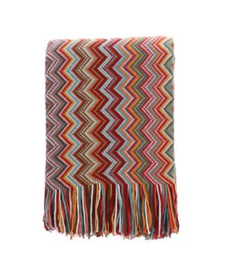 Multi-Color Chevron Pattern Throw, 60" x 50"