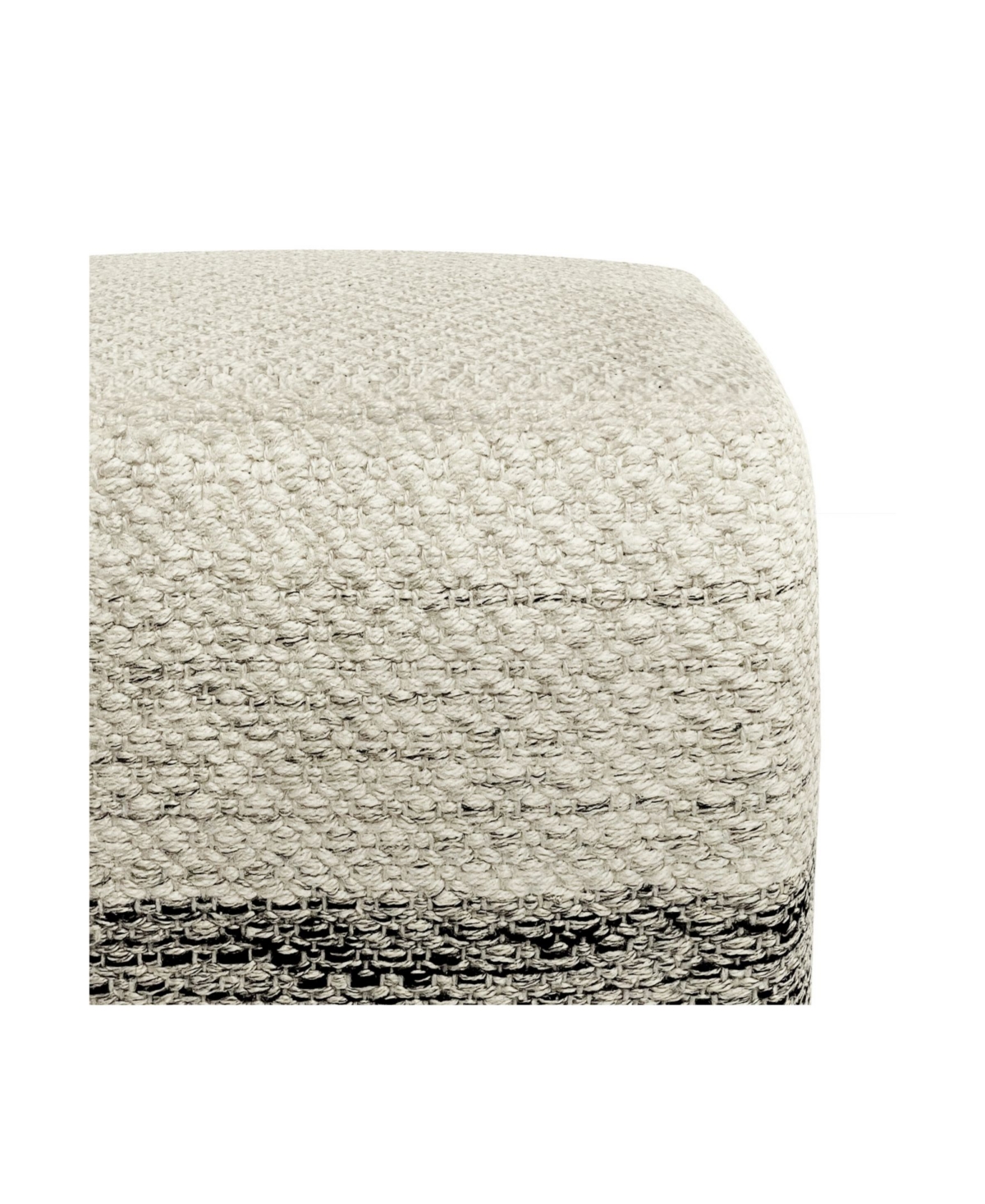 Macy's Macie Square Woven Outdoor And Indoor Pouf In Gray And White