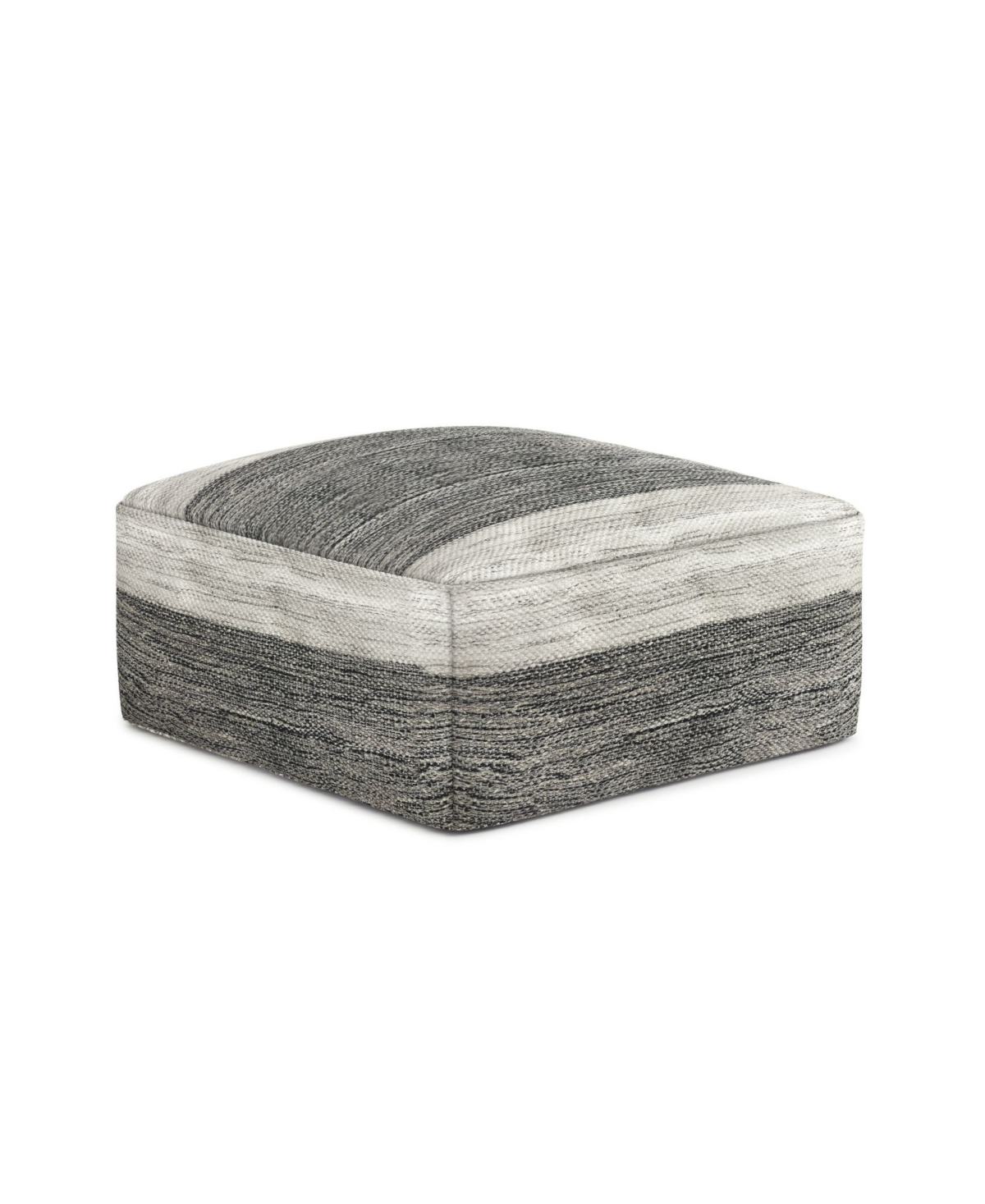 Macy's Mathis Square Woven Outdoor And Indoor Pouf In Gray And White