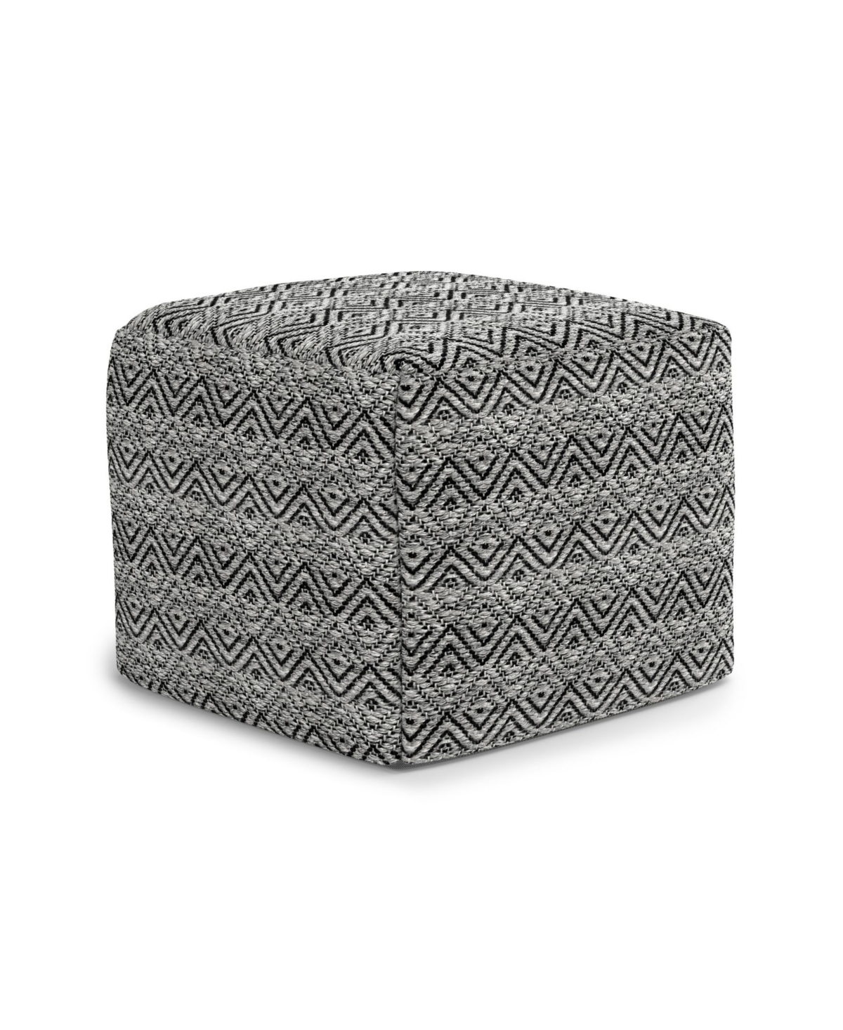 Macy's Hendrik Square Woven Outdoor And Indoor Pouf In Gray,black