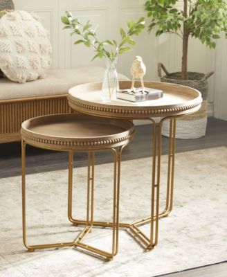 Wood Contemporary Accent Table Set, 2 Piece