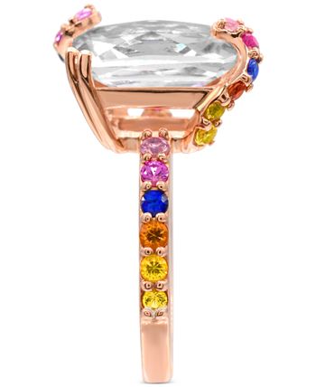 Macy's - White Quartz and Multi-Colored Sapphire Ring in 14K Rose Gold