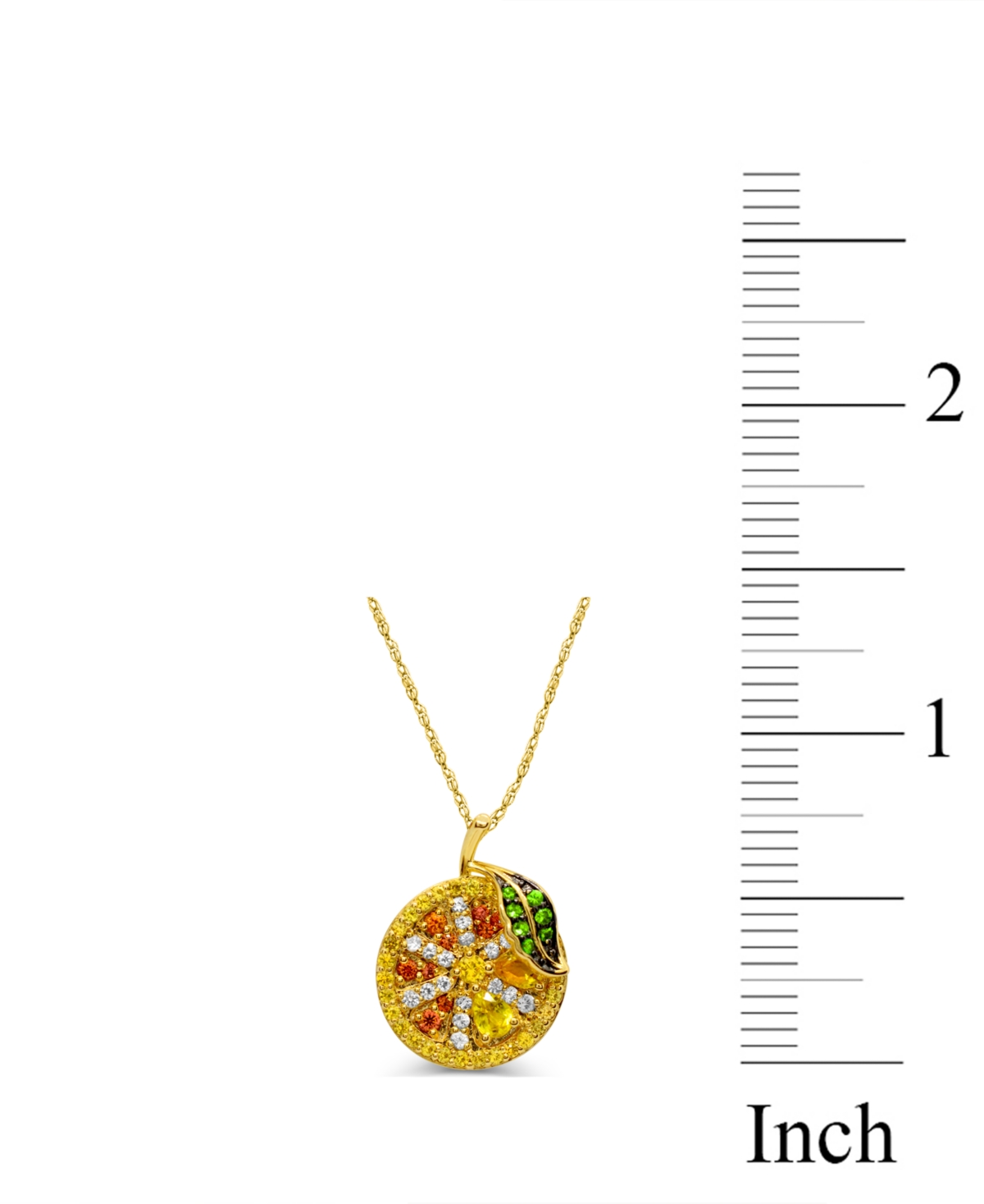 Multi-Colored Sapphire and Tsavorite (1/20 ct. t.w.) Orange Pendant in 14K Yellow- Gold