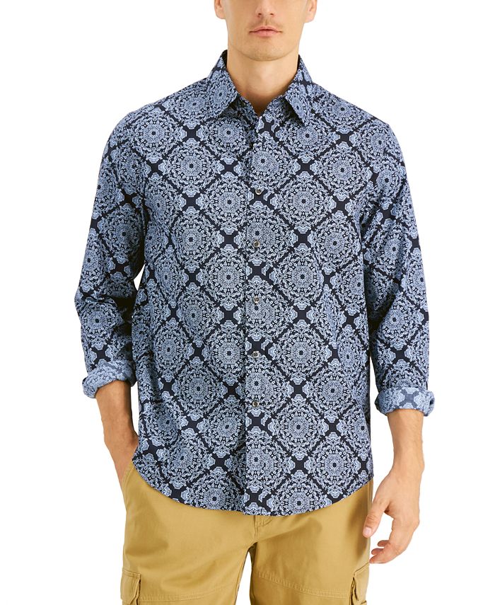 Club Room Mens Paisley Medallion Shirt Blue Size Small main image 1