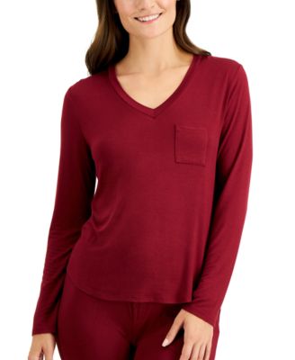 Photo 1 of SIZE XL Alfani Essentials Long-Sleeve Pocket Pajama T-Shirt, RAYON/SPANDEX