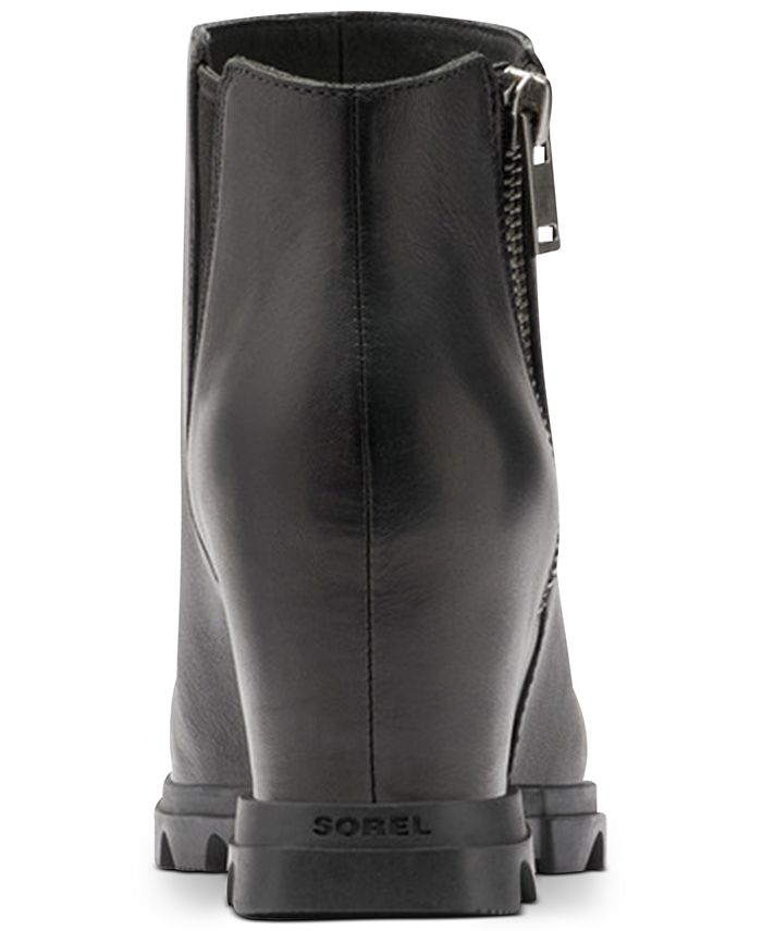 sorel women's joan of arctic lug sole wedge zip booties