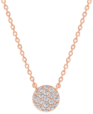 Macy's Diamond Pave Round Disc Pendant Necklace (1/4 Ct. T.w.) In 10k Yellow Or Rose Gold