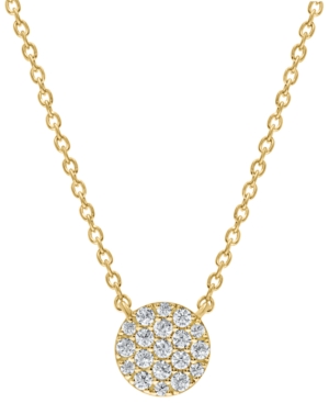 MACY'S DIAMOND PAVE ROUND DISC PENDANT NECKLACE (1/4 CT. T.W.) IN 10K YELLOW OR ROSE GOLD 