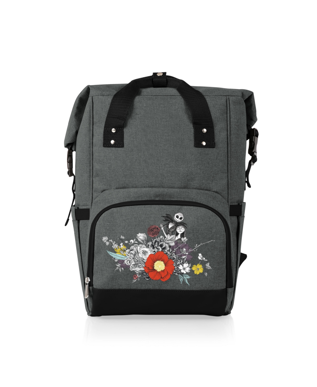 Nightmare Before Christmas Jack and Sally - On The Go Rolltop Cooler Backpack - Heathered Gray