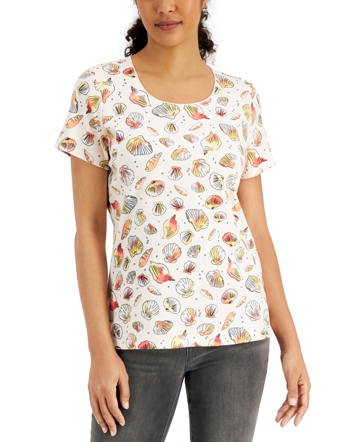 Petite Cotton Shell We Dance Top, Created for Macy's - Blush