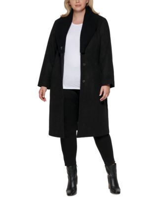 dkny belted wrap coat