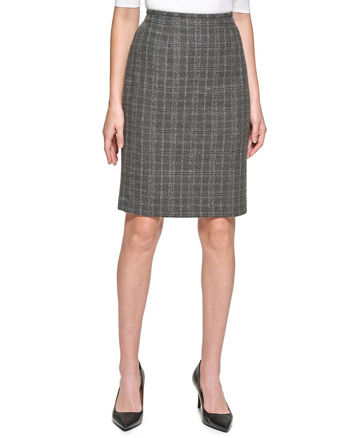 Calvin Klein Petite Plaid Pencil Skirt - Macy's