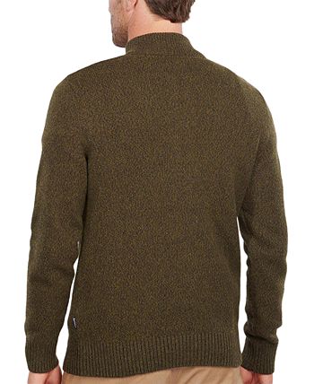 Barbour Men's Blair Navy Full-Zip Sweater with Tartan Elbow Patches - Macy's