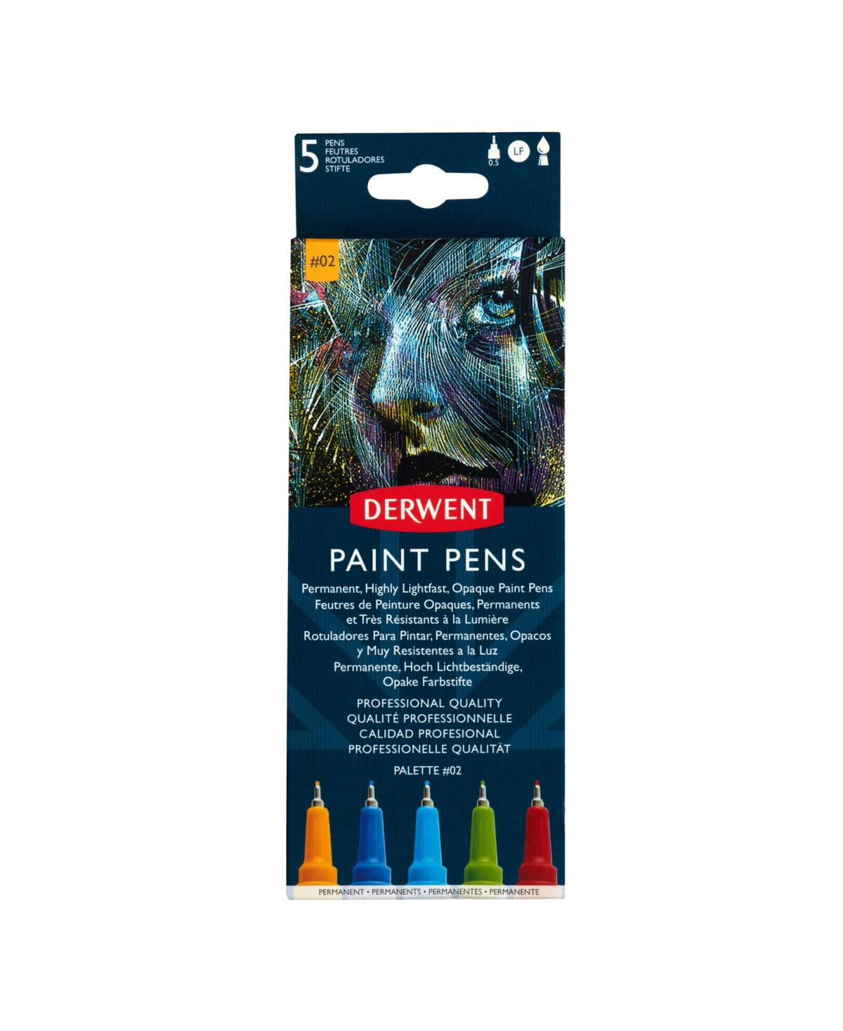 Derwent Paint Pen Palette Set, 5 Pieces - Dark Blue, Bright Blue