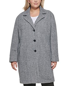 Women's Plus Size Herringbone Soft-Touch Walker Coat, Created for Macy's