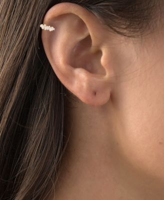 Cubic Zirconia Round and Baguette Ear Cuffs